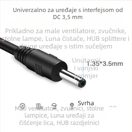 USB na DC 3,5 mm napajanje i podatkovni kabel, 5V, 1 m, OEM, kompatibilan s stolnim lampama, audio uređajima i malim ventilatorima, marka uldum