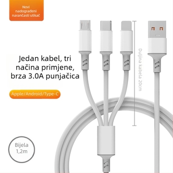 Kabel za prijenos podataka i brzo punjenje s više sučelja – 1-na-4 podjelnik, Lightning, Micro USB, Type-C, 66W, TPE