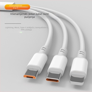 Kabel za prijenos podataka i brzo punjenje s više sučelja – 1-na-4 podjelnik, Lightning, Micro USB, Type-C, 66W, TPE