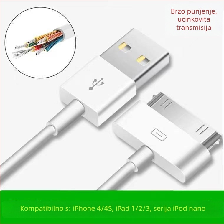 Apple punjački kabel s Lightning sučeljem, duljina 1-2 m, materijal TPE, brzo punjenje, maksimalni izlaz 12W