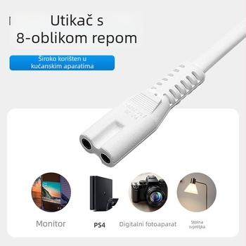 Panzheng napajajući kabel s dvostrukim okruglim utikačem, njemački standard, kabel u obliku 8, za monitore i digitalne kamere