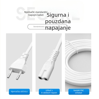 Panzheng napajajući kabel s dvostrukim okruglim utikačem, njemački standard, kabel u obliku 8, za monitore i digitalne kamere