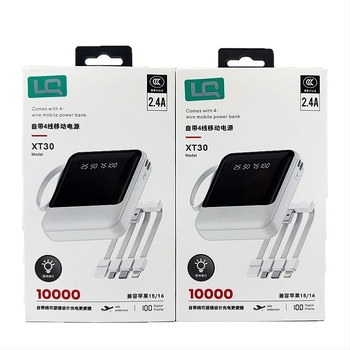 Power banka s integriranim kabelom, 6000mAh, Li-Polimer baterija, 10W brzo punjenje, Model XT30