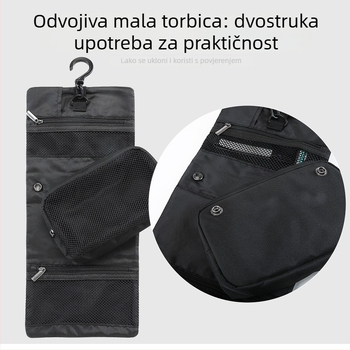 Putna kozmetička torbica s odvojivim kukom, kubičnog oblika, najlon, japanski stil, višefunkcionalno skladištenje makeup-a