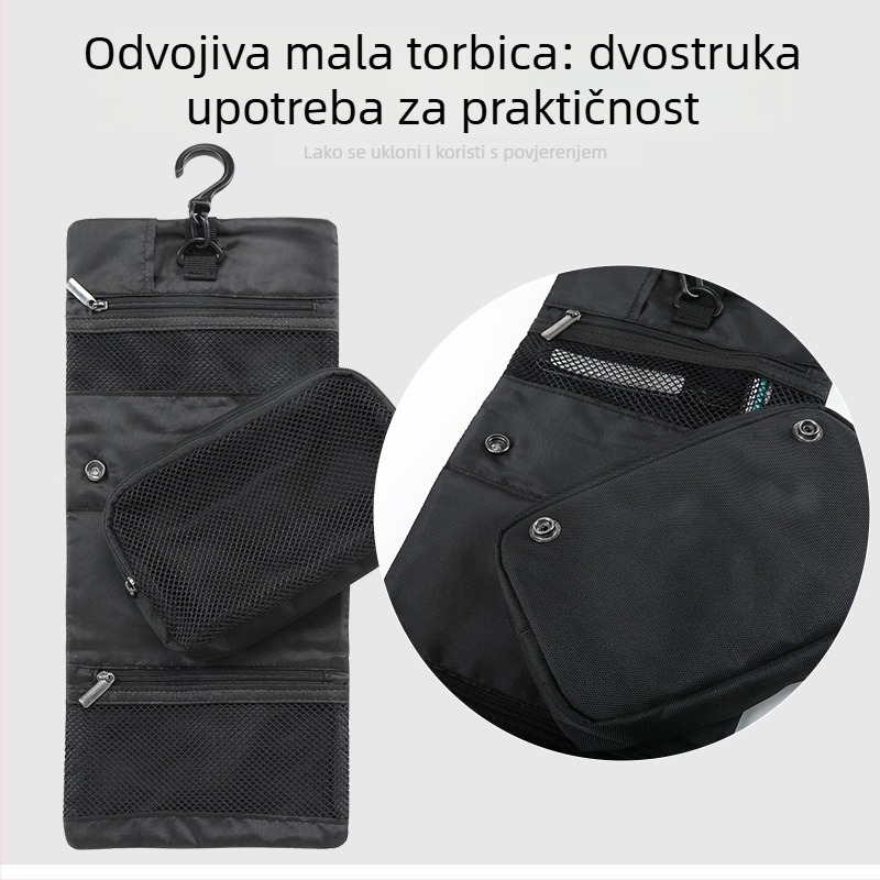 Putna kozmetička torbica s odvojivim kukom, kubičnog oblika, najlon, japanski stil, višefunkcionalno skladištenje makeup-a