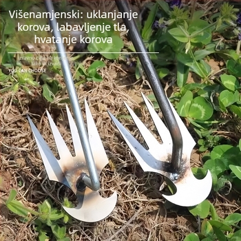 Trodjelni skup alata za vrtlarenje: alat za uklanjanje korova, motika, grablje; materijal: mangan čelik; marka: Jihui; pogodan za druge vrtne zadatke