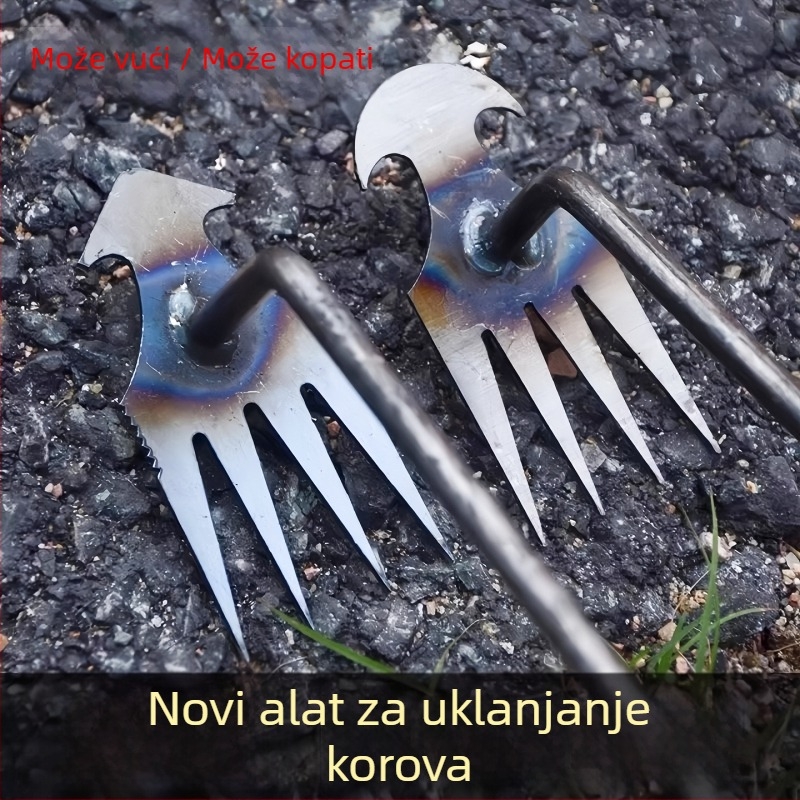 Trodjelni skup alata za vrtlarenje: alat za uklanjanje korova, motika, grablje; materijal: mangan čelik; marka: Jihui; pogodan za druge vrtne zadatke