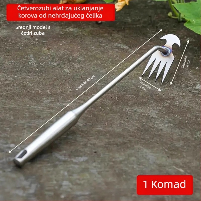 Trodjelni skup alata za vrtlarenje: alat za uklanjanje korova, motika, grablje; materijal: mangan čelik; marka: Jihui; pogodan za druge vrtne zadatke