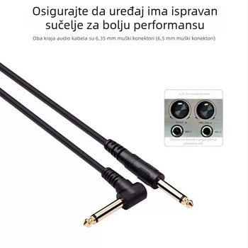 Audio kabel 6,5 mm na 6,5 mm, pozlaćen, bakreni vod s cinkovim premazom, OEM