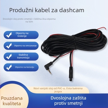 Kabel dashcama s pravim kutem, 2.5 mm video priključak, 5-pinski digitalni, PVC oklop, Rohs certificiran