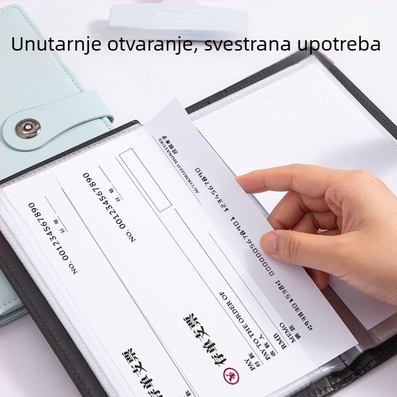 Deli Pq918 PU kožna knjiga za pohranu čekova – Pohranjivanje depozita, papir veličina 200×100 mm