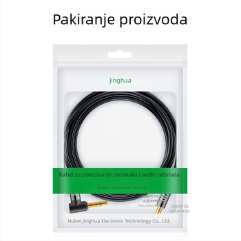 Zakrivljeni audio kabel 3,5 mm na 3,5 mm, zlatno obloženi vod, oksid-free bakar, bakreno jezgro, ISO 9001
