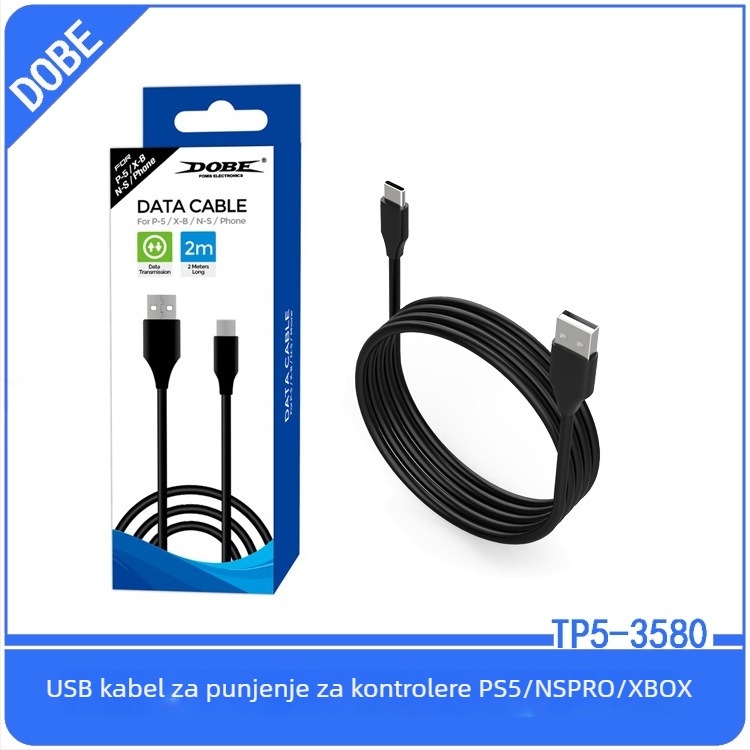 USB kabel za punjenje i prijenos podataka za PS5 i NSPRO bežični kontroler, ABS kućište, DOBE FOMIS ELECTRONICS