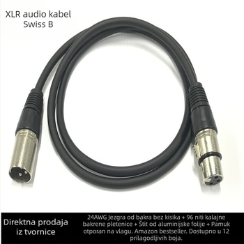 XLR muški i ženski kabel za DMX512 scensko osvjetljenje, audio kabel za mikrofon i mikser
