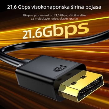 DisplayPort 1.2 kabel visoke rezolucije, PC-kompatibilan, s adapterom, bakar bez kisika