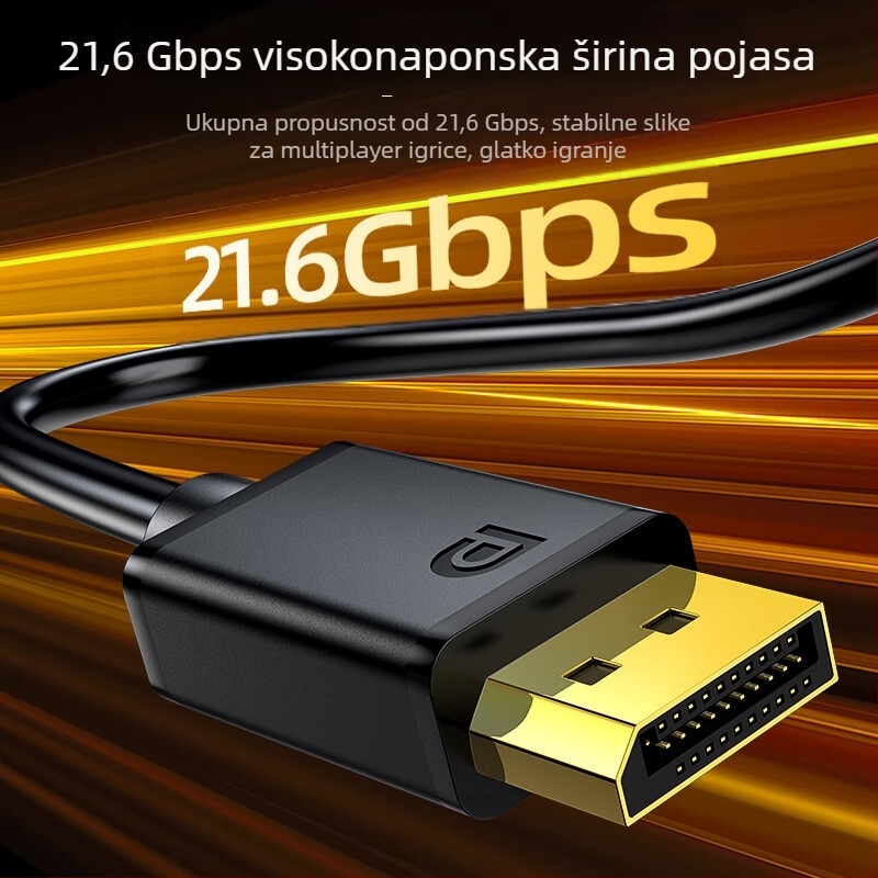 DisplayPort 1.2 kabel visoke rezolucije, PC-kompatibilan, s adapterom, bakar bez kisika