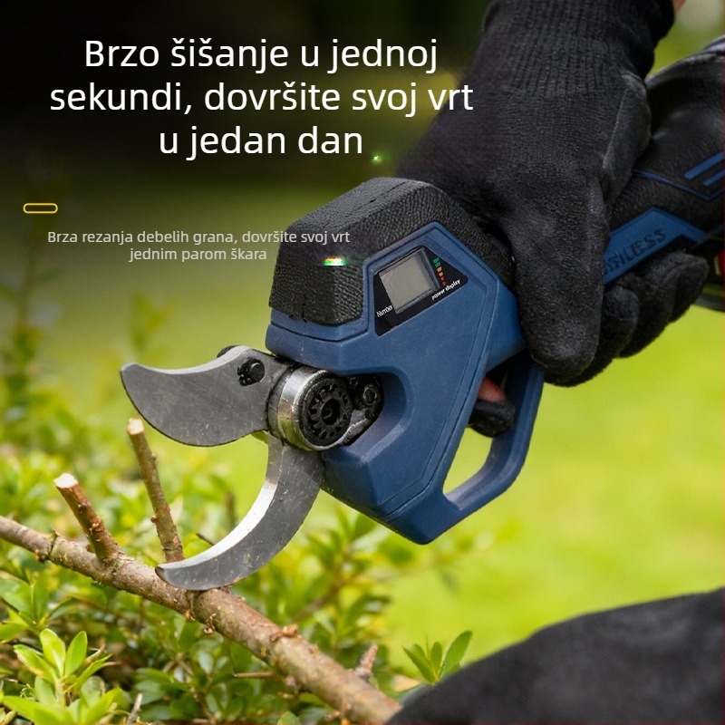 Pattex snažne bezkartične električne škare za rezanje s digitalnim zaslonom, za vanjsku upotrebu u vrtu, za debele grane voćaka