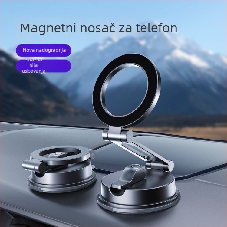 Magnetski držač za mobitel u auto s vakuum nosačem, pogodan za vjetrobran, instrument ploču i središnju konzolu, univerzalna kompatibilnost