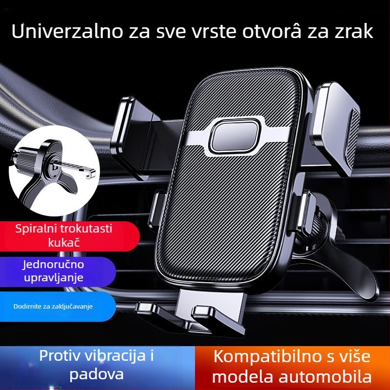  Univerzalni držač mobitela za automobil s ventilacijom, spiralni invertni kuk, Snap-On montaža, višefunkcionalni nosač navigacije, prilagodljiv