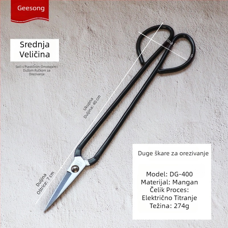 Ju Zhengsheng Dugačke kliješta za vrt za podrezivanje, otporne na hrđu, s plastičnom ručkom