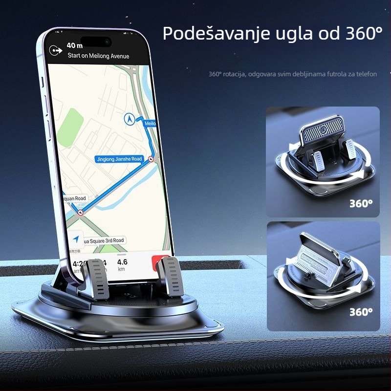 Auto nosač za telefon u automobilu s 360° okretom za navigaciju, adhezivna montaža, univerzalna ploča instrumenata, model A7