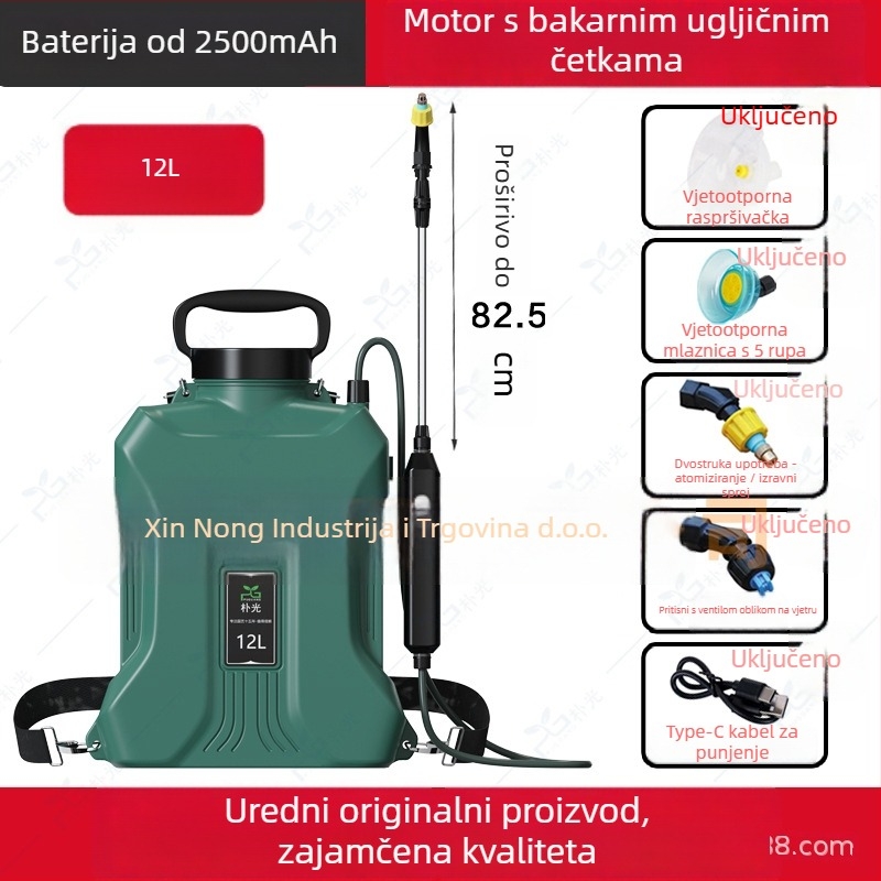 Ruksni električni prskalnik – raspršivač za polijevanje, podesiva mlaznica, kontrola protoka gumbom, za kućnu vrtlarstvo, Park Light
