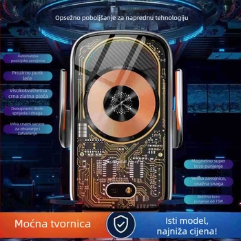 Držač bežičnog punjenja za auto s automatskim otvaranjem i zatvaranjem te električnim stezanjem – magnetski legirani nosač za navigaciju za otvor za ventilaciju