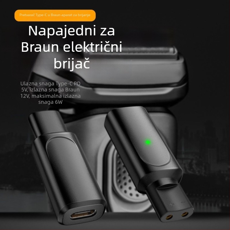 Braun električni brijač Type-C konverter za kabel za punjenje, kompatibilan sa serijama XT/HC/BG