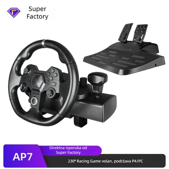 AP7 Racing volan 270° USB – kompatibilan sa Switch/PS4/Xbox Series/Xbox One/PS3/PC/Android, ABS materijal, podesiva osjetljivost