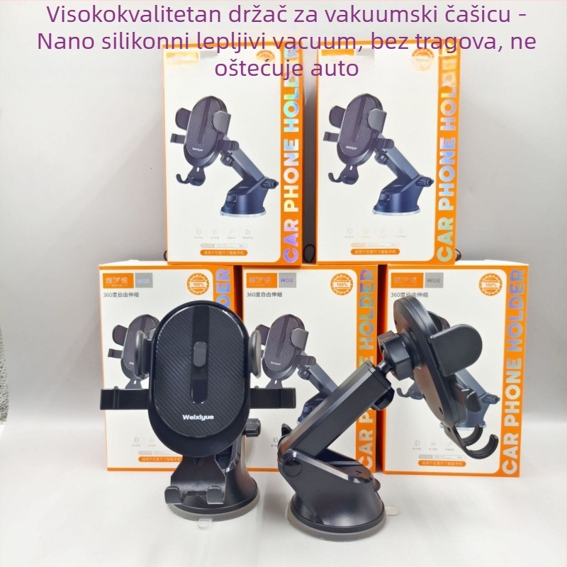 Držač za mobitel u autu od karbonskih vlakana – teleskopski, vakuumsko pričvršćivanje na otvor zraka, univerzalna kompatibilnost