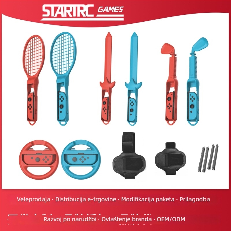 STARTRC GAMES Switch 2 Set sportskih kontrolera – Šermarski mač, Teniski reketa i Volan za utrke (ABS)