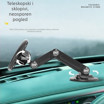 Magnetni držač za automobil MagSafe, univerzalna ploča, montaža ljepilom, 360° zglobna rotacija, anti-shake podrška navigaciji