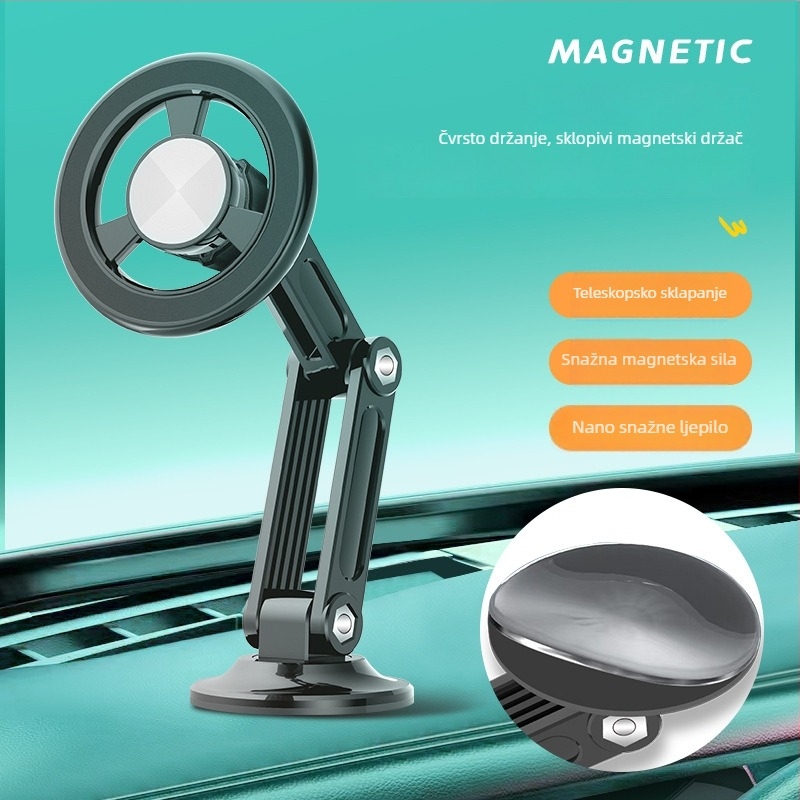 Magnetni držač za automobil MagSafe, univerzalna ploča, montaža ljepilom, 360° zglobna rotacija, anti-shake podrška navigaciji