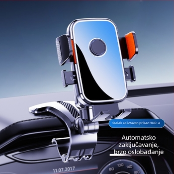 Držač za mobitel u automobilu – legura, univerzalni, na ploči instrument tabli, gravitacijski nosač, anti‑šok podrška