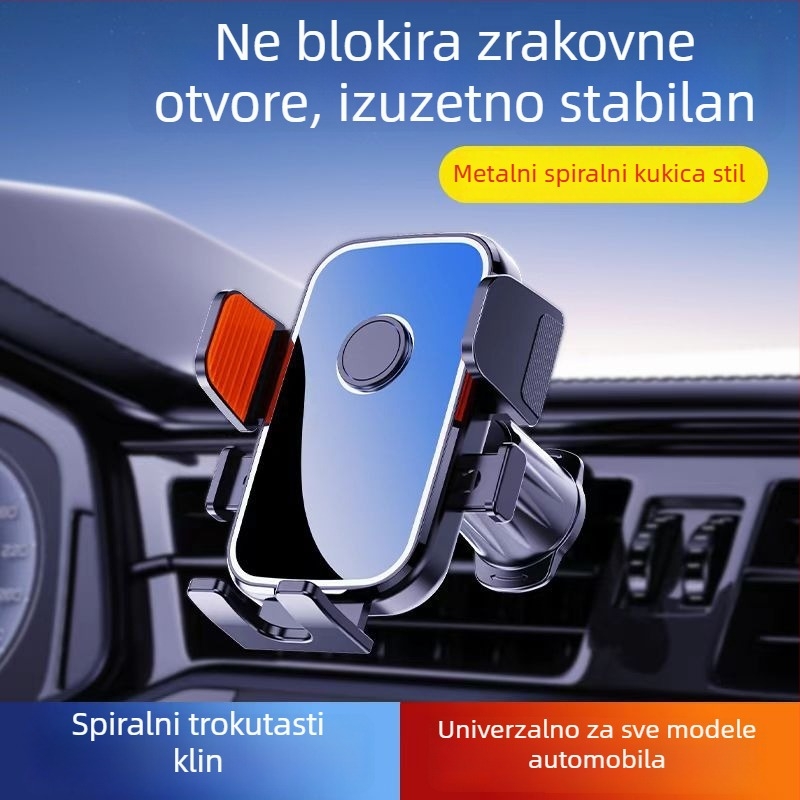 Držač za mobitel u automobilu – legura, univerzalni, na ploči instrument tabli, gravitacijski nosač, anti‑šok podrška