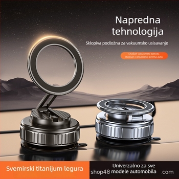 Univerzalni magnetski držač za telefon u automobilu, sklopivi i rotirajući, s usisnom čašicom za vjetrobran