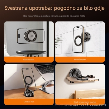 Univerzalni magnetski držač za telefon u automobilu, sklopivi i rotirajući, s usisnom čašicom za vjetrobran