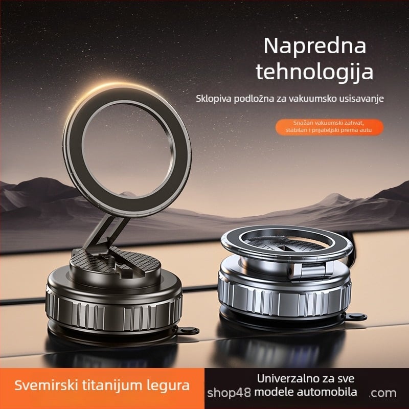 Univerzalni magnetski držač za telefon u automobilu, sklopivi i rotirajući, s usisnom čašicom za vjetrobran