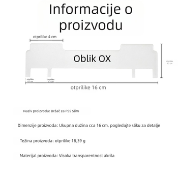 PS5 Slim horizontalni držač za pohranu - akrilna baza, model ps-002, kompatibilan s PS5 Slim