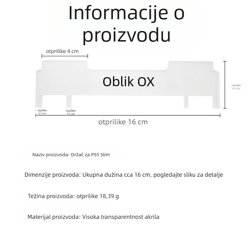PS5 Slim horizontalni držač za pohranu - akrilna baza, model ps-002, kompatibilan s PS5 Slim