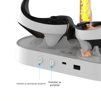 PS VR2 držač za punjenje kontrolera s magnetskim napajanjem i osvjetljenjem – ABS, Type-C priključak, model PS VR2, marka IPEGA