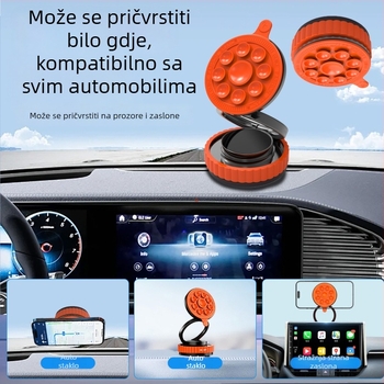 Držač za telefon u automobilu s vakuum-priključkom, magnetskim nosačem, sklopni, hvataljka tipa hobotnica – univerzalna kompatibilnost, montaža ljepilom