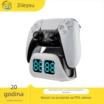 PS5 kontroler brza docking stanica za punjenje s prikazom vremena i LED indikatorom