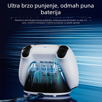 PS5 kontroler brza docking stanica za punjenje s prikazom vremena i LED indikatorom