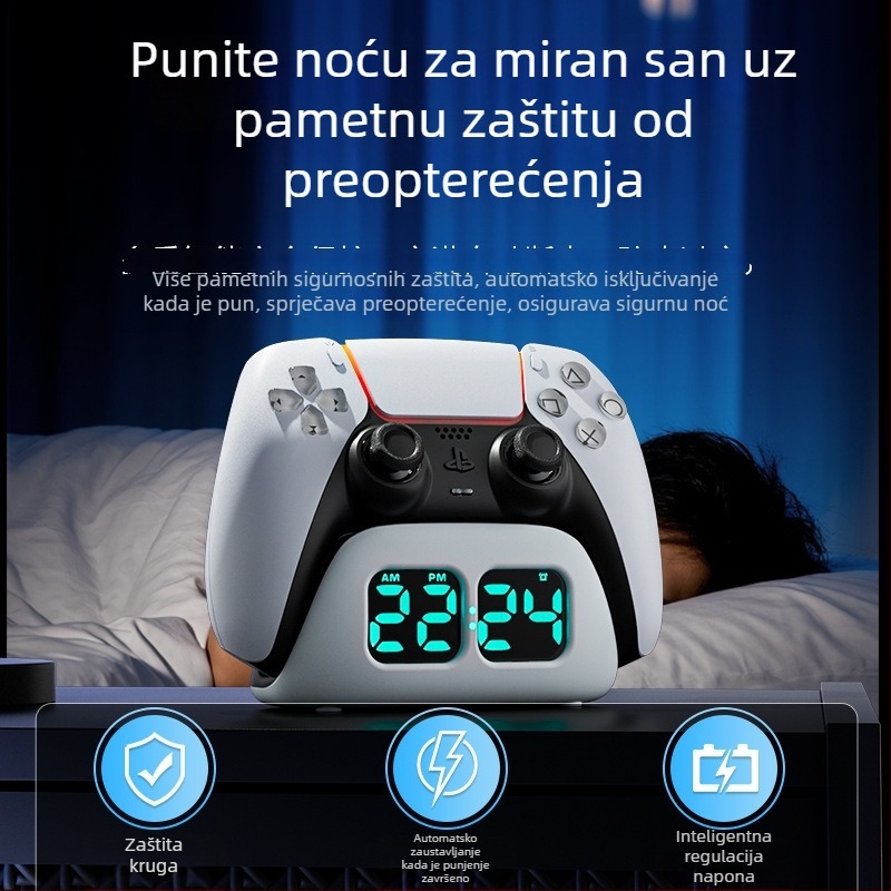 PS5 kontroler brza docking stanica za punjenje s prikazom vremena i LED indikatorom