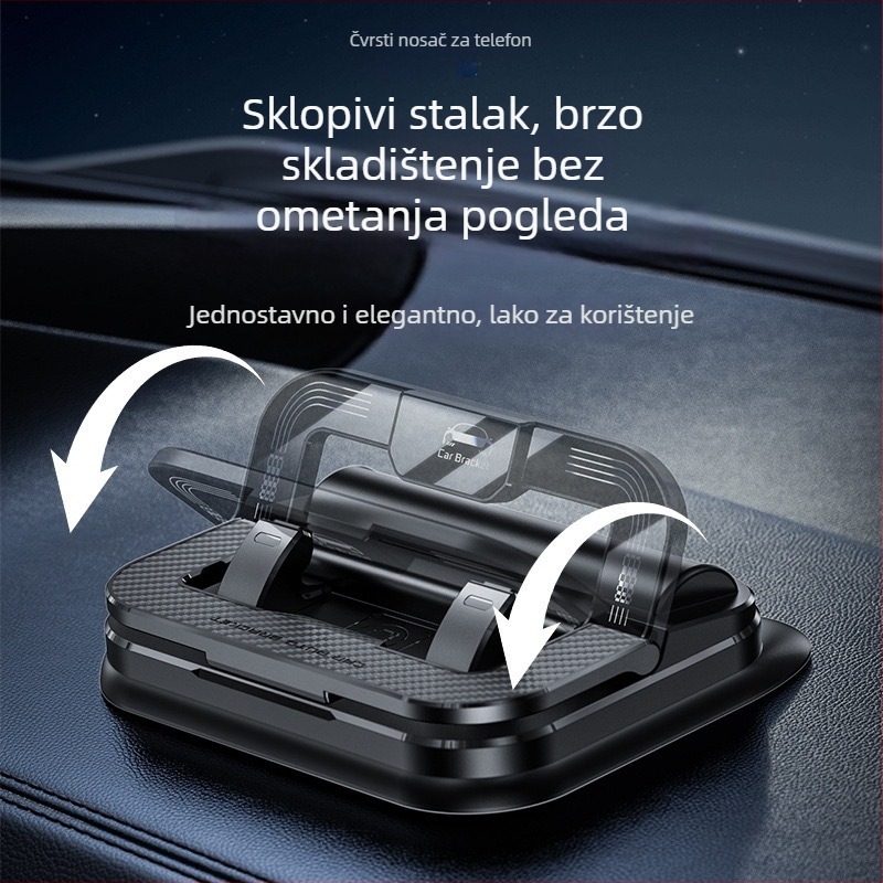 Dvostruki držač za telefon u automobilu i nosač navigacije na ploči s ljepilnim ugradnim sustavom, 360° rotacija, univerzalna kompatibilnost, držač privremene tablice za parkiranje