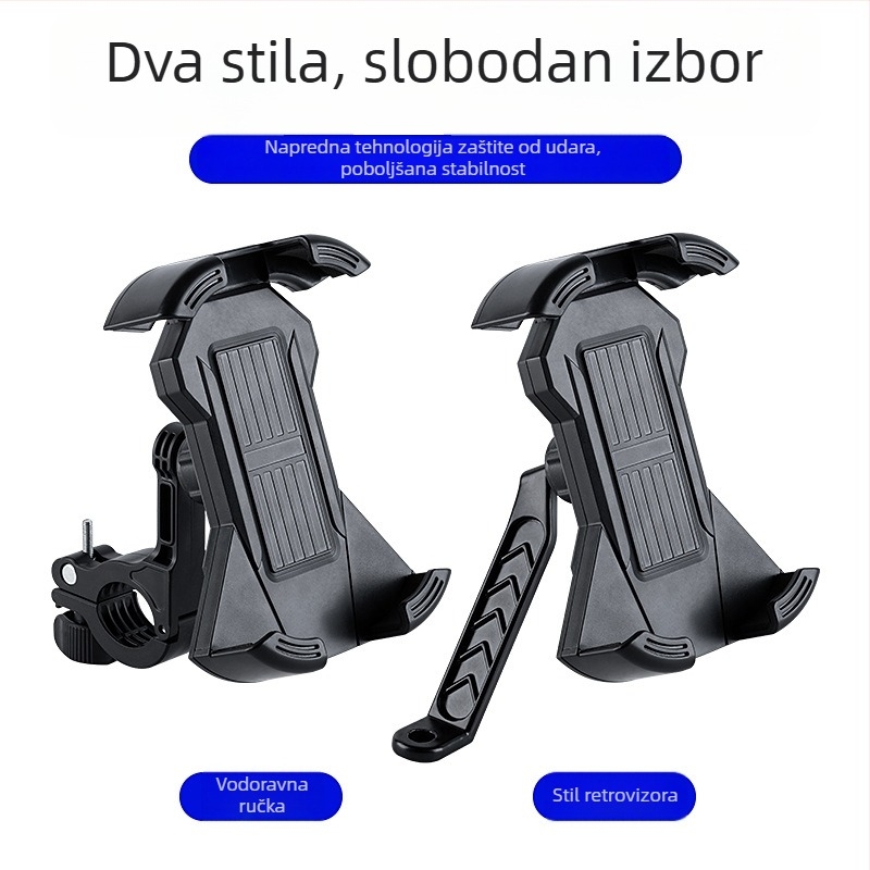 Držač za telefon za bicikle i motocikle — otporan na udarce, fiksni nosač navigacije, prilagodljiv, plastično kućište