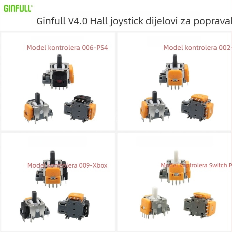 GINFULL joystick za kalibraciju za igre - Model RJ13A1P-HL-H4, softverska kalibracija, bez vibracija, prilagodljivo prema crtežima