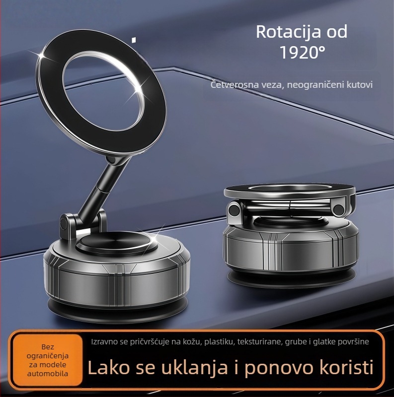 Magnetski držač za automobilsku navigaciju s usisnom čašom (Brend: Jts; Univerzalna kompatibilnost; Mogućnost prilagodbe; Nije punjivo; Ugradnja na ploču instrumenta)