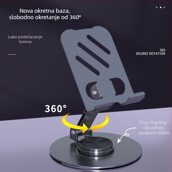 Stolni držač za mobitel s 360° rotacijom, aluminijska konstrukcija, sklopiv i pogodan za automobil